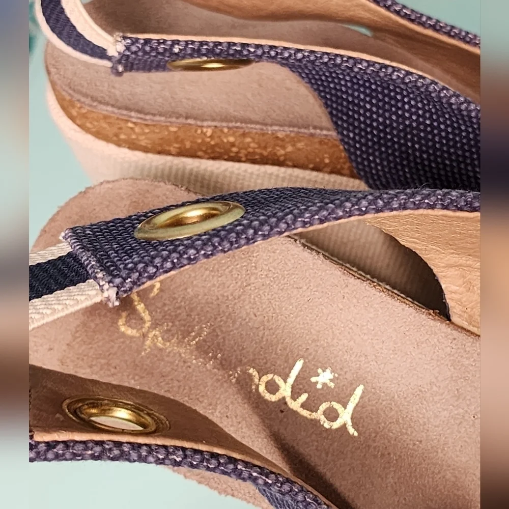 Splendid Denim Canvas Crisscross Platform Wedge Sandals Slingback 10